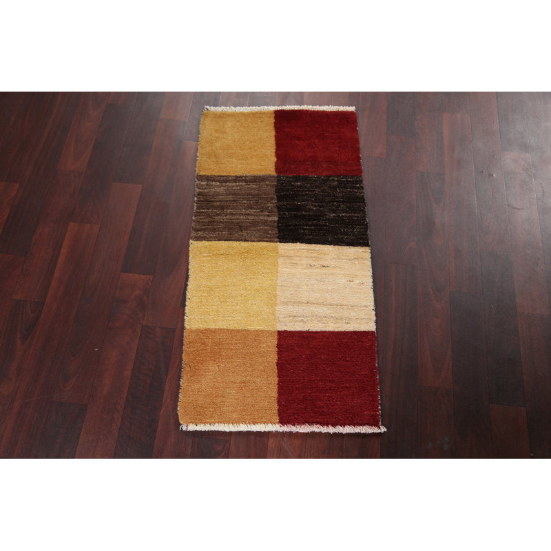 Tapis oriental unique en laine Gabbeh Kashkoli noué à la main 1 pi 6 po x 2 pi 11 po