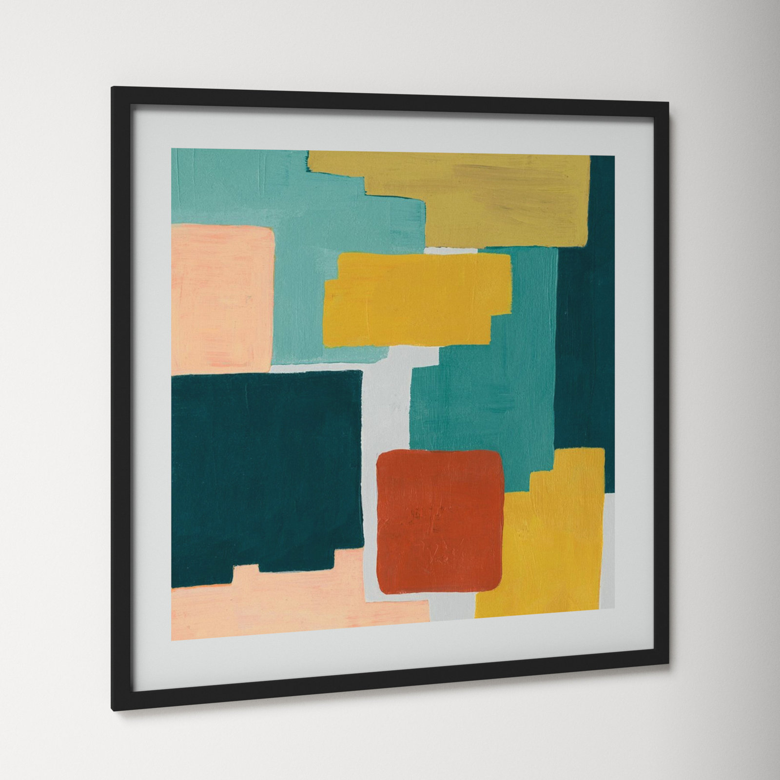 Block Abstract II by Grace Popp, Noir Black Framed Paper, 41.38" H x 41.38" W x 0.88" D