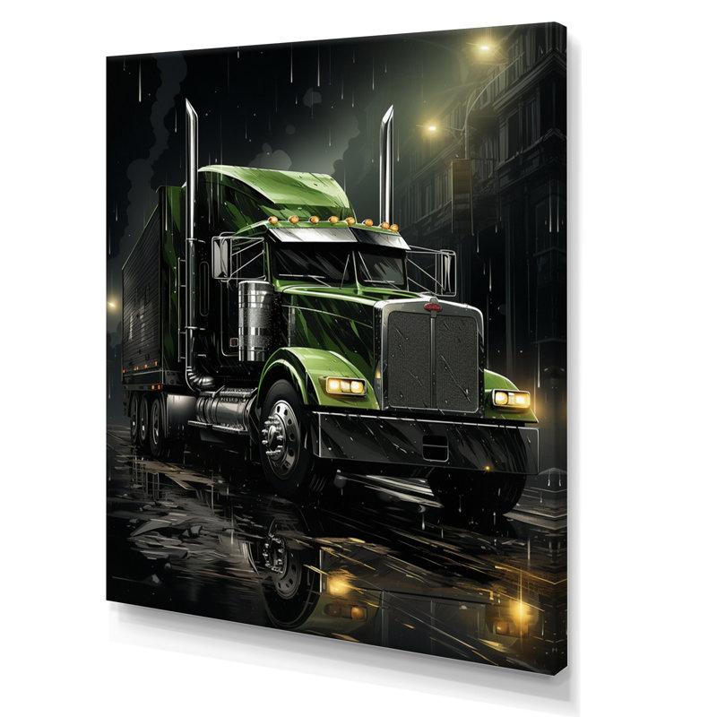 Semi Truck Night Hawk - reproduction sur toile, H 20 po x l 12 po x P 1 po, Toile tendue