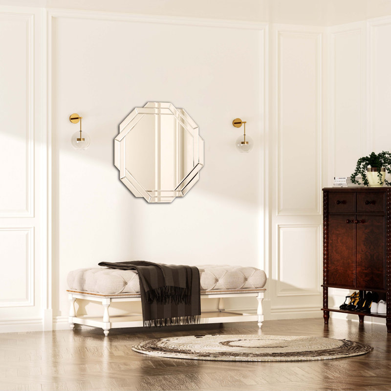 Miroir mural octogone, H 32 po x l 32 po
