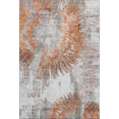 Premium Machine Washable Prisco Terracotta Rug