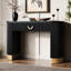 Élégante console avec apparence nervurée verticale, placage en bois massif et détails de tiroir, détails en métal sur les pieds, pour la maison