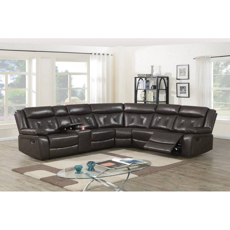 Dusheti Faux Leather Reclining L-Shaped Sectional Left Hand Facing