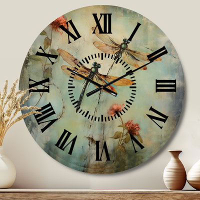 Horloge murale rétro avec libellule