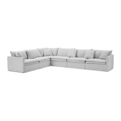 155.4" W Transitional L-Sectional, Light Gray