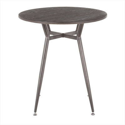 27.75-Inch Round Dinette Table with Distressed Brown Finish, Seats 4 - Industrial Bamboo Top and Metal Legs