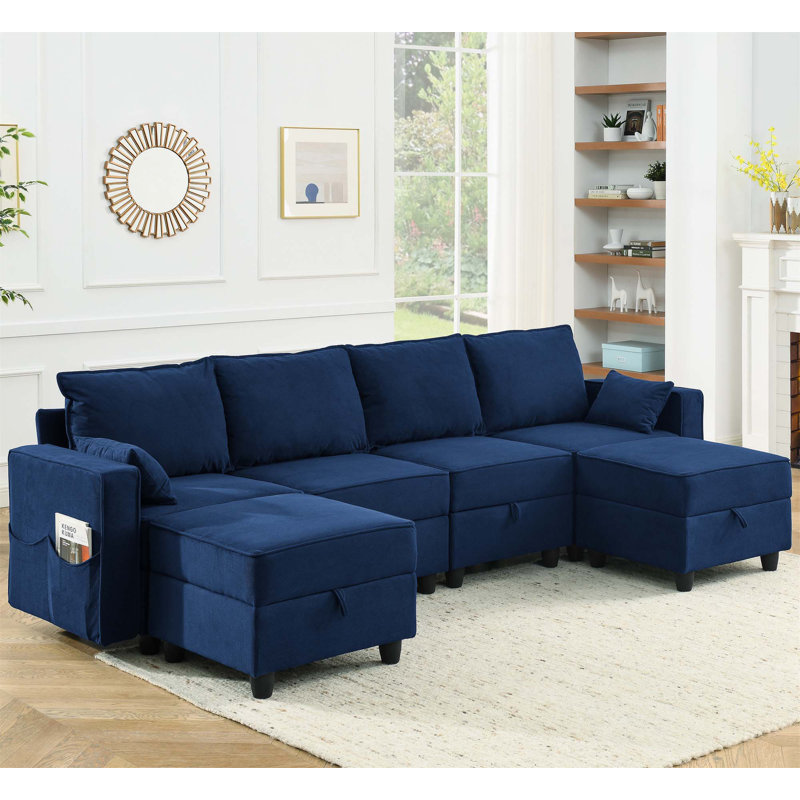 Accoudoir carré en velours 112,6 po Rozanne