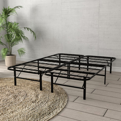 Sommier de lit plateforme en acier noir de grande taille - conception solide, installation rapide, support de lit de charge de 2 000 lb pour, charge, assemblage en 5 minutes