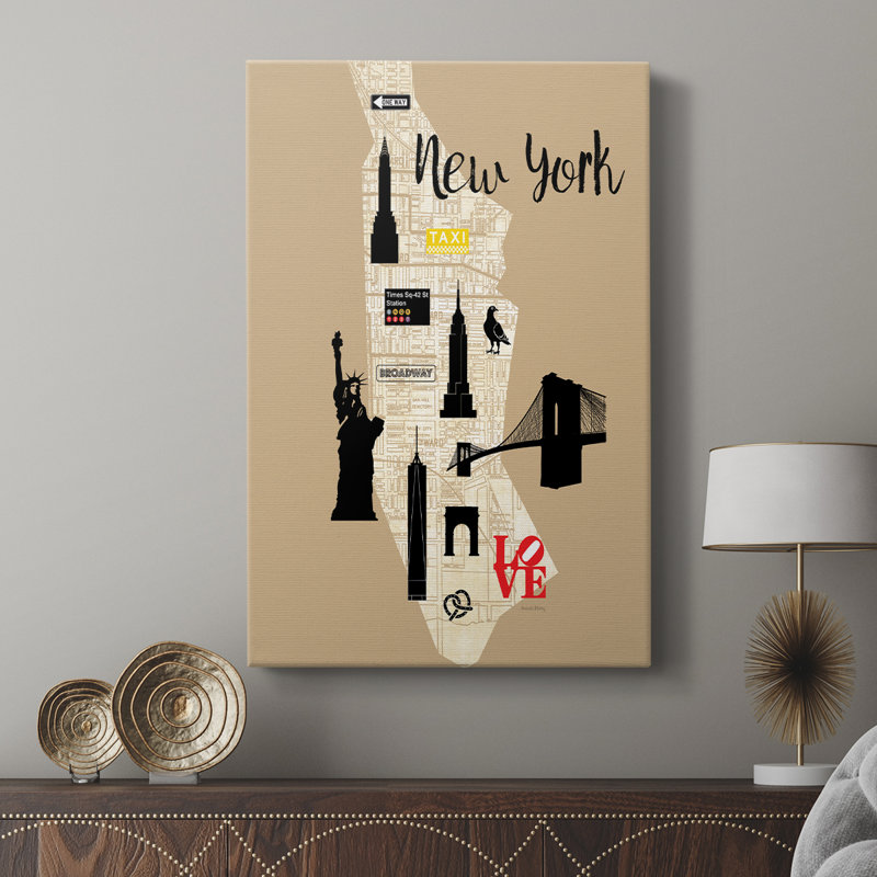 Carte graphique de la ville de New York - galerie sur mesure Cavas, H 36 po x l 24 po