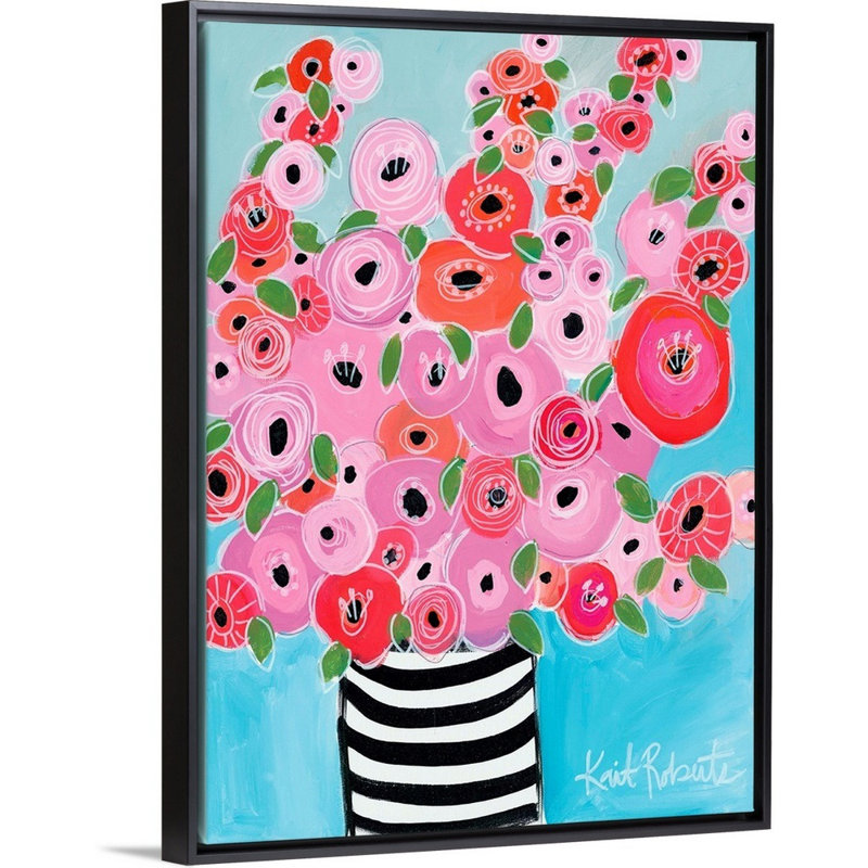 Reproduction d’art sur toile, "Dreaming of Poppies" par Kait Roberts, Cadre noir, H 26 po x l 20 po x P 1,75 po