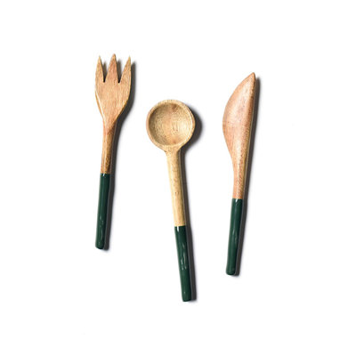 Fundamental Pine Wood Appetizer Utensils Set Of 3