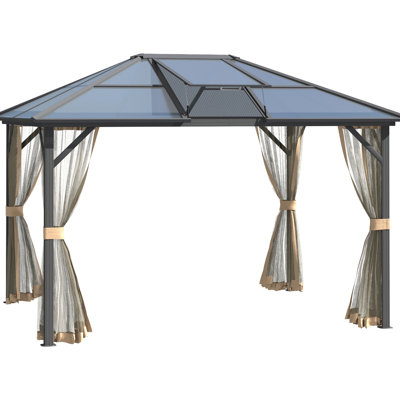 Gazebo Canopy With Polycarbonate Roof And Solid Aluminum Frame For Patio Entertainment & Frame, 10X12, Deck Relaxation