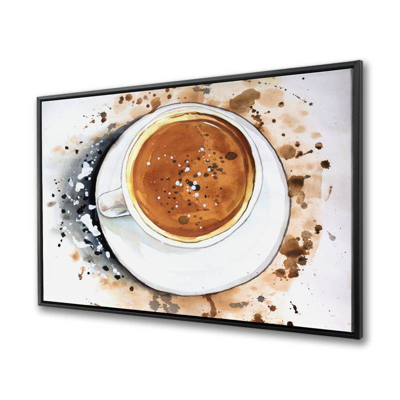 Cappuccino Refreshing - Food Brown Framed Canvas Decor