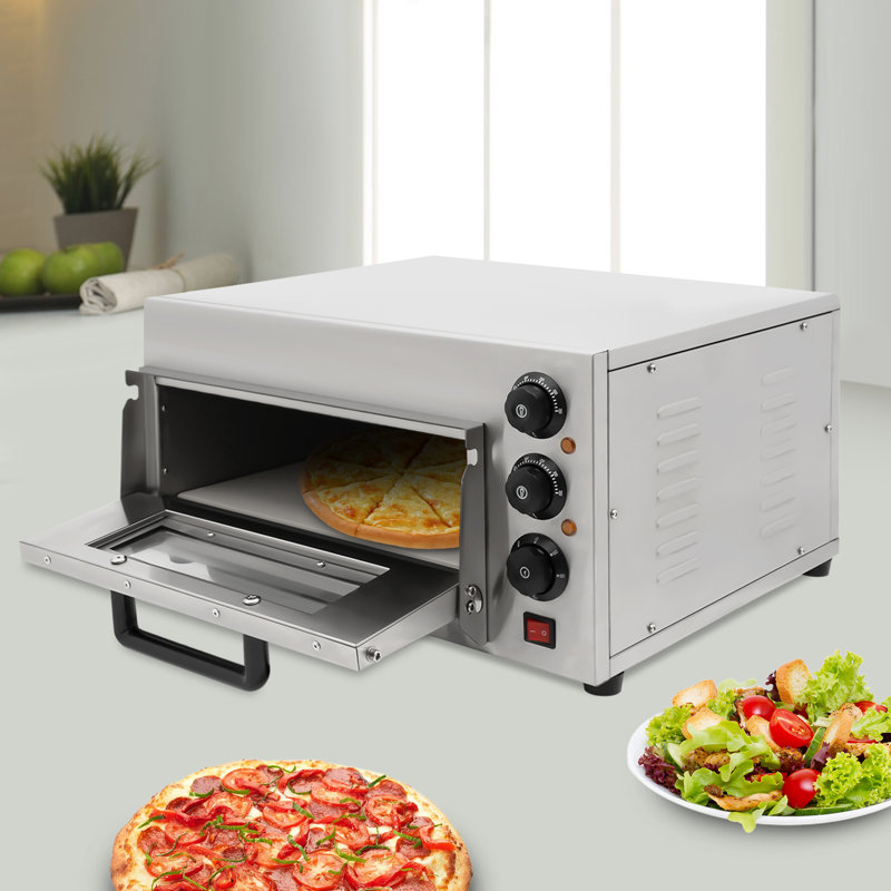 Four à pizza de comptoir en acier inoxydable de 1300W 0,0,7 pi³ avec fonction de minuterie