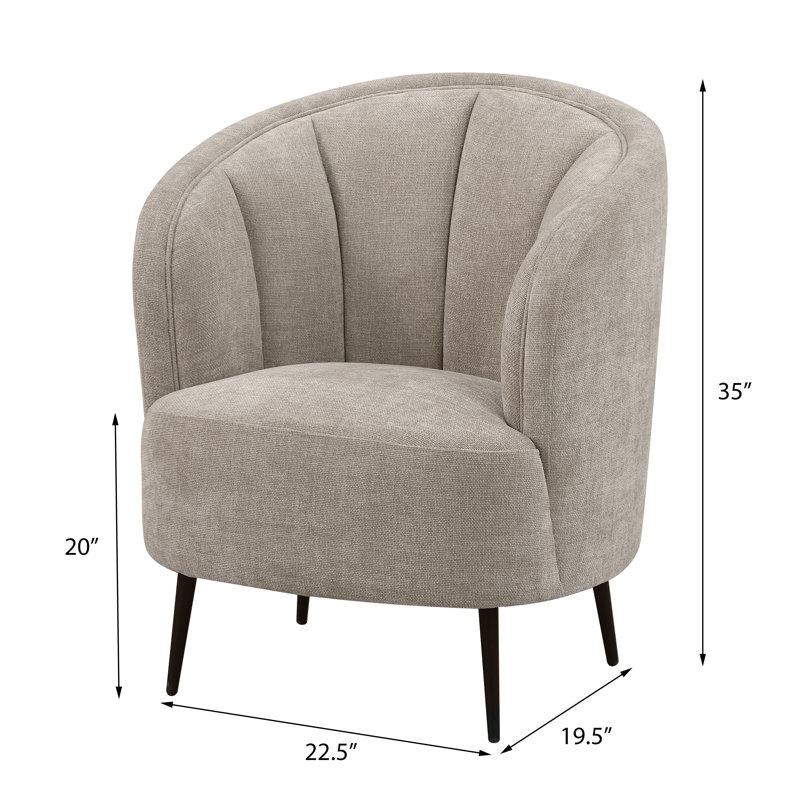 Glynes Upholstered Channel Back Curved Chair Beige, Beige Fabric