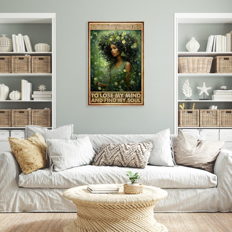 «Woman And Into The Garden» sur toile, H 14 po x l 11 po x P 1,25 po