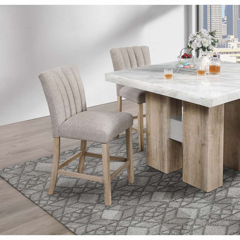 Wood Frame Bar Stools, Beige