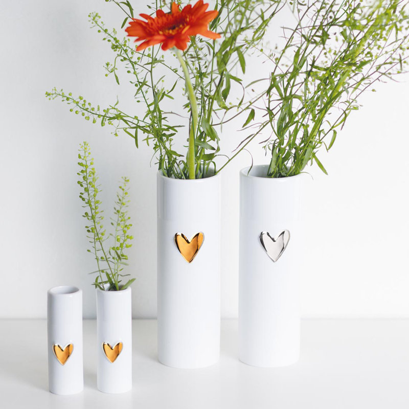 Love Heart Vase- 6.7", Silver