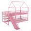 Lit superposé en métal avec escalier de rangement, glissade, rails de sécurité-1325865663