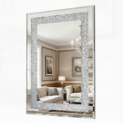 Grand miroir suspendu décoratif en cristal Crystal Diamond