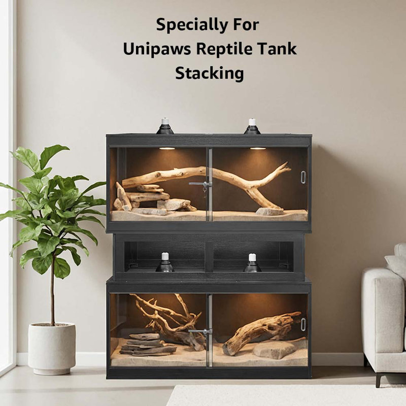 Reptile Enclosure Stacker, 11" H x 33" W x 15" D, Noir