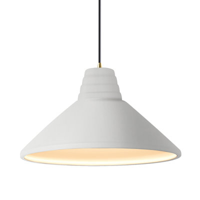 Éclat - luminaire suspendu Ziggurat - bisque - laiton antique - cordon noir - ampoule remplaçable