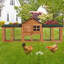 Poulailler d'extérieur en bois avec enclos et nichoir, jaune, pour 2 à 4 poules et petits animaux