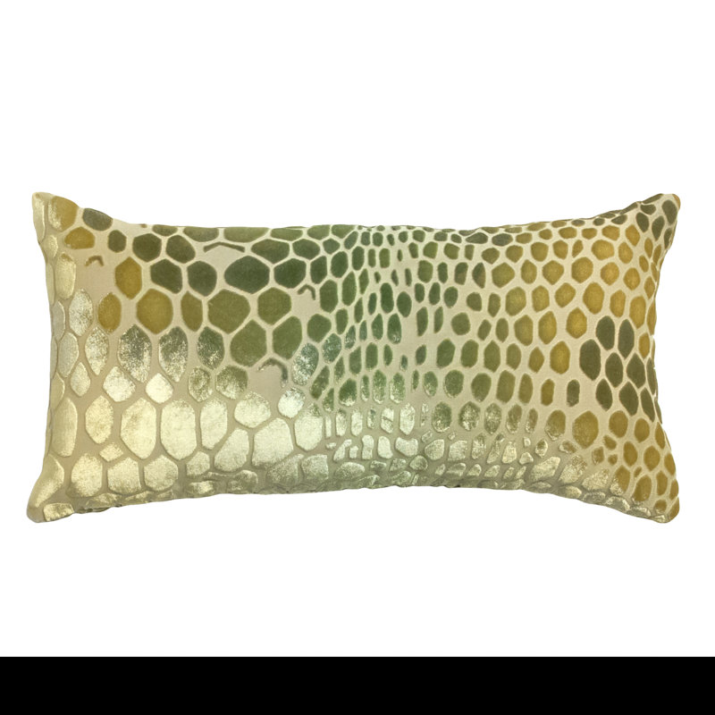 Lumbar Velvet Pillow Cover & Insert, Grass, 7" H x 15" W