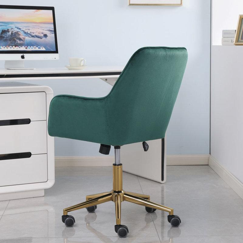 Ady Velvet Office Chair, Green