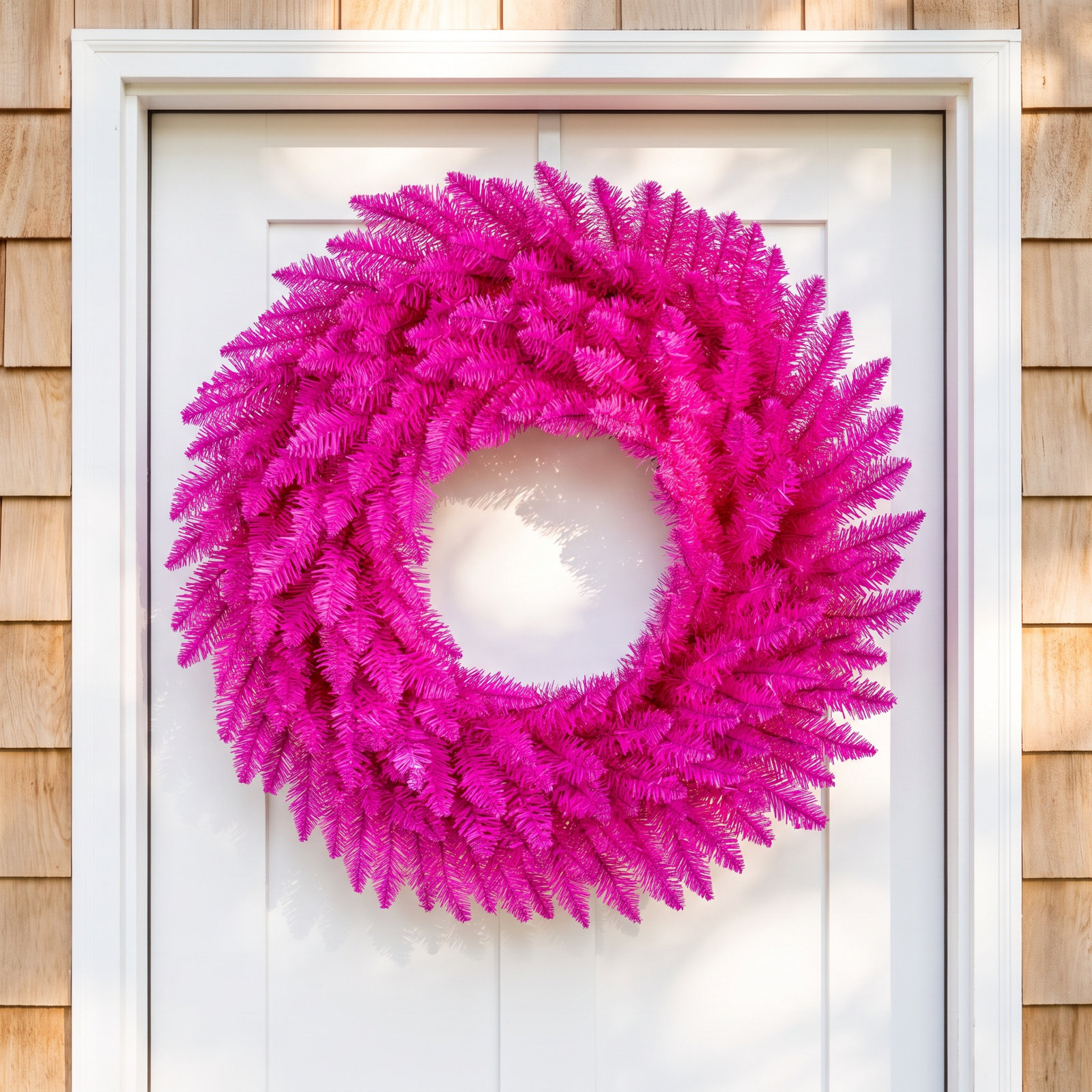 Pine Christmas Wreath, 36" H x 36" W x 36" D, Pink