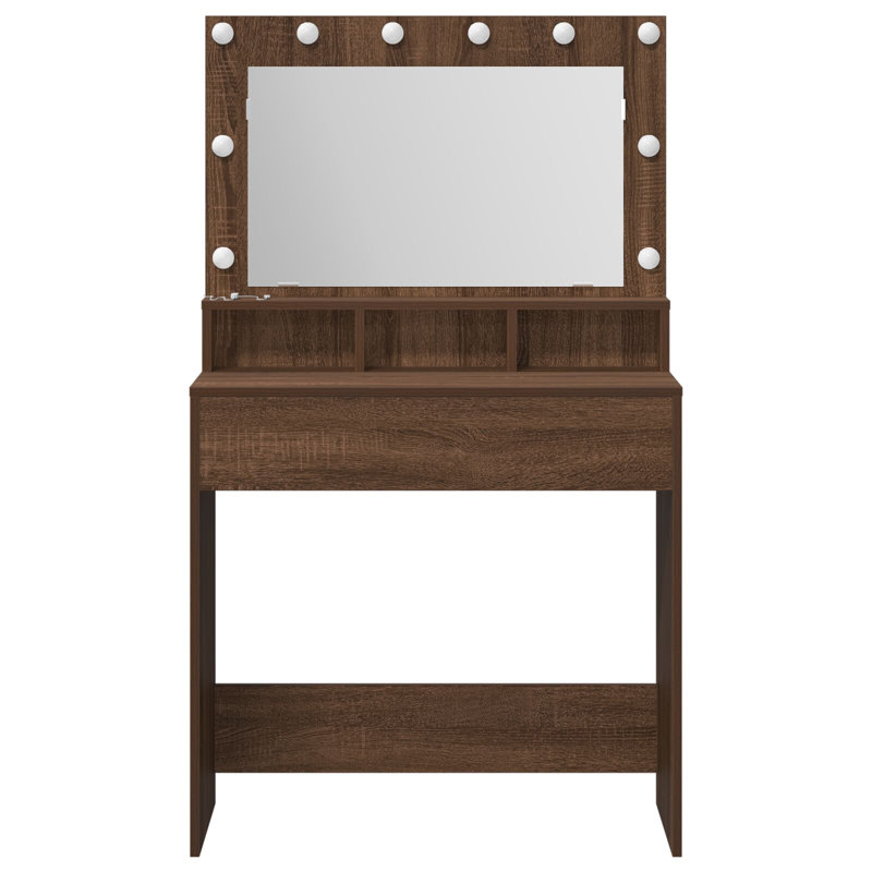 Vanity Table Rectangular, Brown Oak