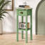 Table d'appoint étroite pour petits espaces, table de bout mince avec tiroir et tablette inférieure, gris-vert