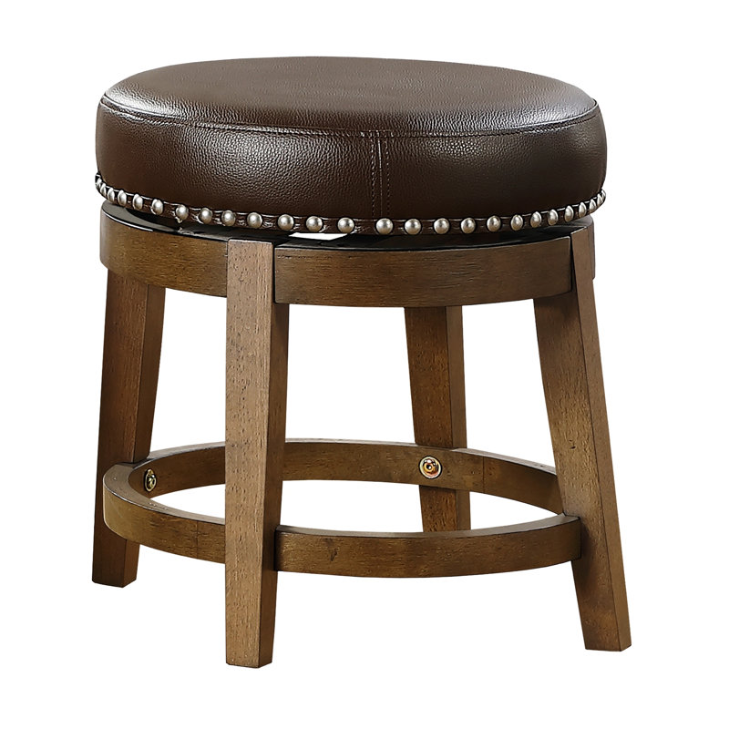 Ensemble de 2 tabourets pivotants ronds, chaise de style transitionnel pivotant à 360 degrés, Brun