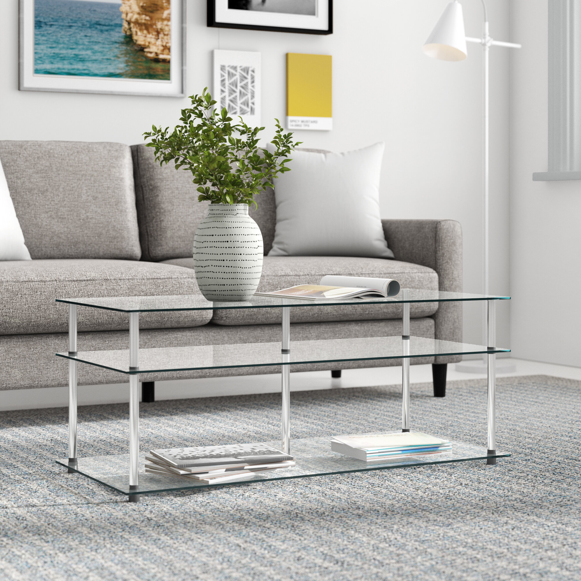 Ivy Bronx Platz Glass Top Coffee Table & Reviews | Wayfair