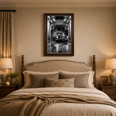Mercedes Wedding Car in Car Wash Black and White Canvas Wall Art