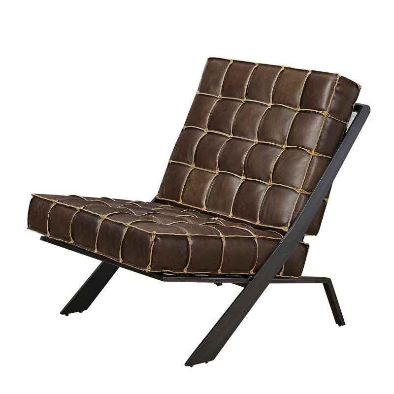 Zamire 25.4'' Wide Genuine Leather Lounge Chair, Vintage Brown