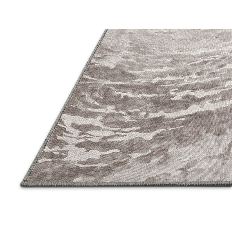 Machine Washable Gray Area Rug, Round 8'