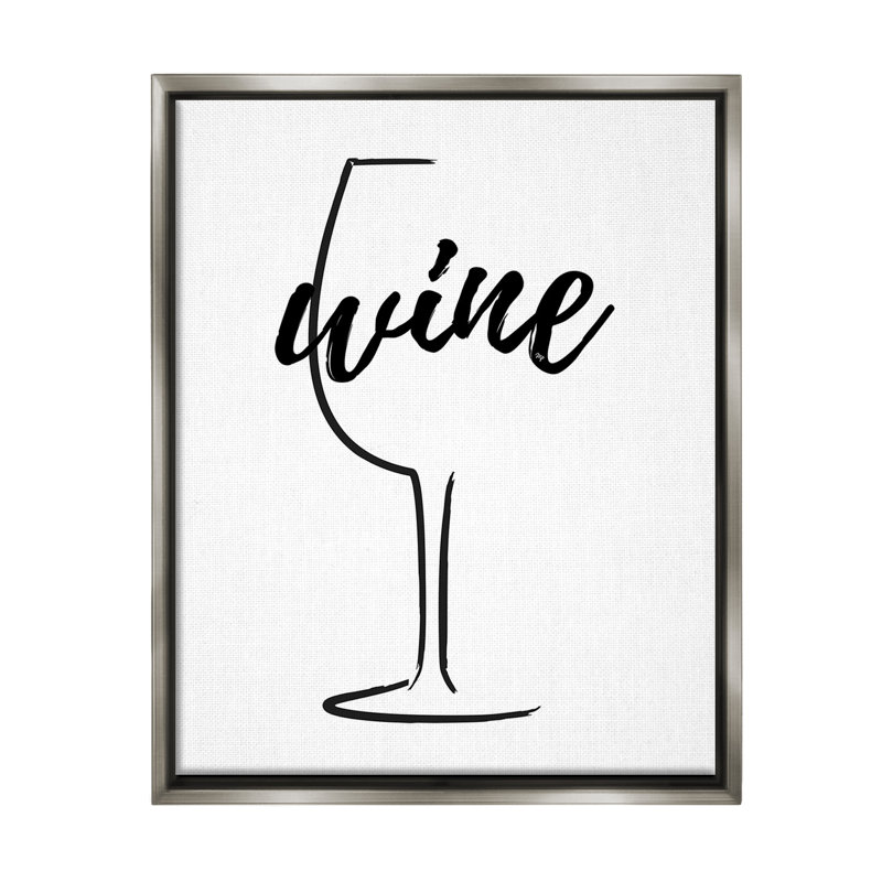 "Verre à vin minimal" par Martina Pavlova sur toile, Cadre flottant gris lustré, H 21 po x l 17 po