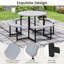 Ensemble de banc de table rond avec 4 bancs et parasol-523281916