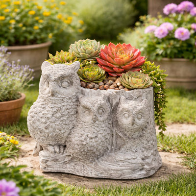 CEMENT OWL PLANTER