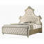 Lit Ek en velours beige avec DEL