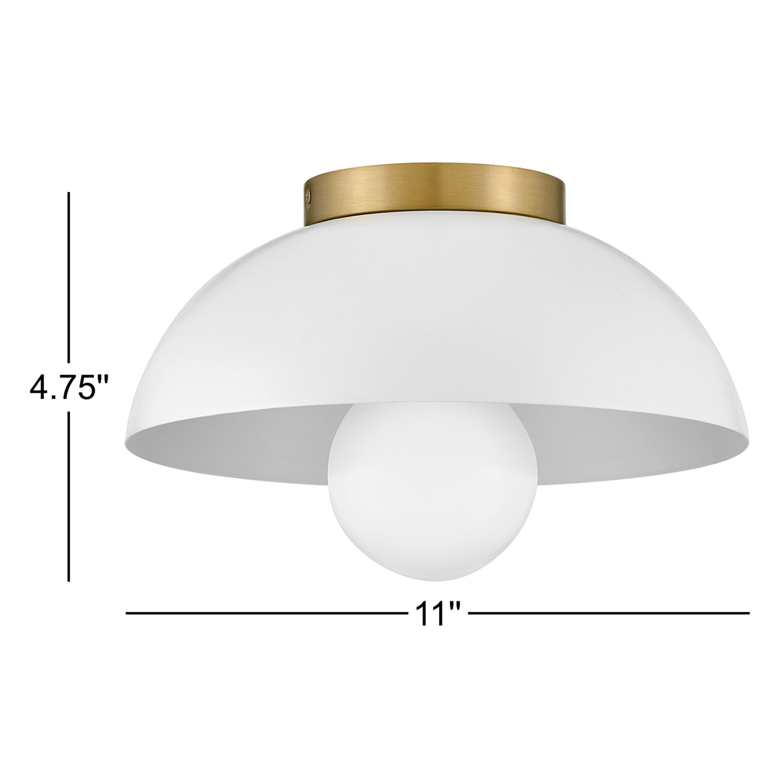 Kebo Single Light Metal Flush Mount, Matte White