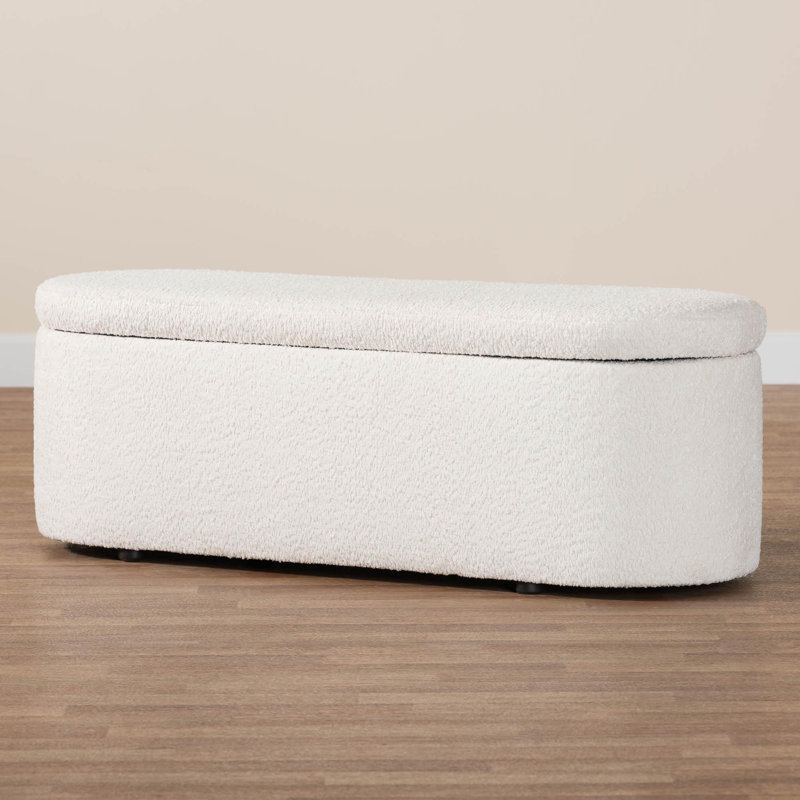 Polyester Blend Upholstered Storage Bench