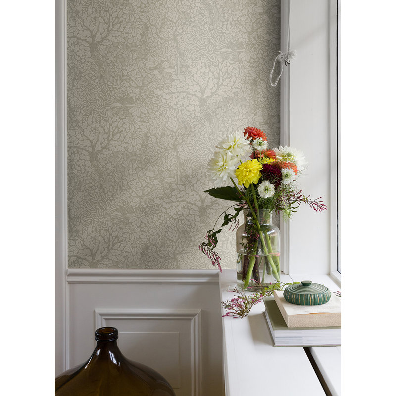 Ingrid Floral Wallpaper Roll, Taupe 