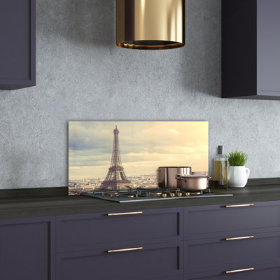 Lowry Beige - Eiffel Tower Paris - No Frame Print on Glass