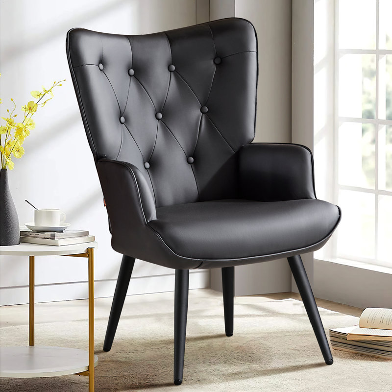 Fauteuil capitonné de 25,5 po Anterria, Noir