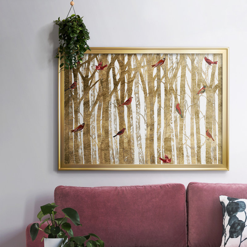 Red Bird Christmas Collection A, reproduction d'art sur toile, Or, H 18 po x l 26 po x P 1,5 po
