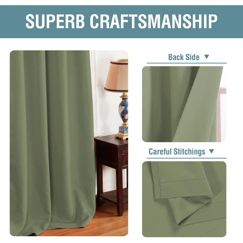 Curtains Thermal Insulated Window Treatment Panels Room Darkening Drapes for Living Room Back Tab/Rod Pocket Bedroom Draperies 2 Panels