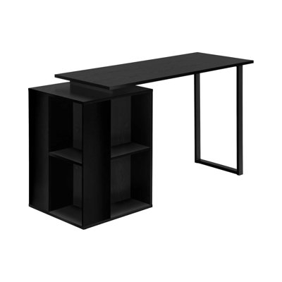 Bureau d'ordinateur, bureau à domicile, à gauche, à droite, tablettes de rangement, l 55 po, bureau, métal stratifié pour ordinateur portable, contemporain, moderne