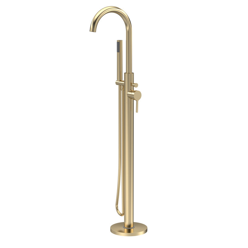 Floor Tub Spout Bath Filler with Diverter, Brushed Brass